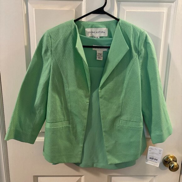 Doncaster Textured Mint Green Blazer Suit Jacket and Top Set ~ Size: 2 ~ NWT - Picture 1 of 4